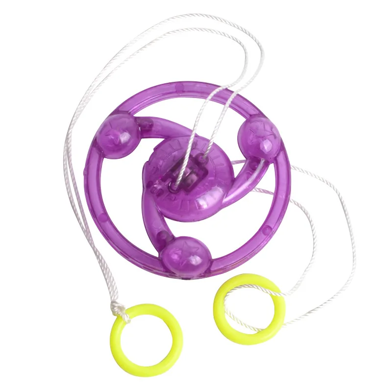 1 pçs crianças criativo fio de apoio brinquedo luminoso volante flash girando topo giroscópio emissor de luz fitness brilhante puxar linha volante