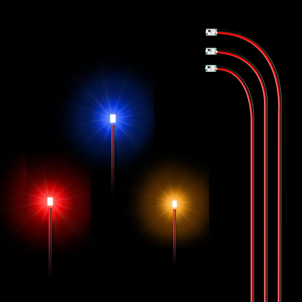 20 piezas con cable Chip Led SMD 3V lámpara Led para modelos tren Micro Litz presoldado