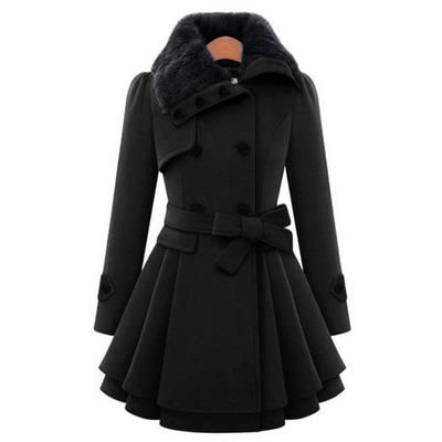 Nữ Mùa Đông Dài Mỏng Len Sherpa Áo Khoác Đôi Đệm Hàn Quốc Cashmere Phối Phong Cách Anh Hào