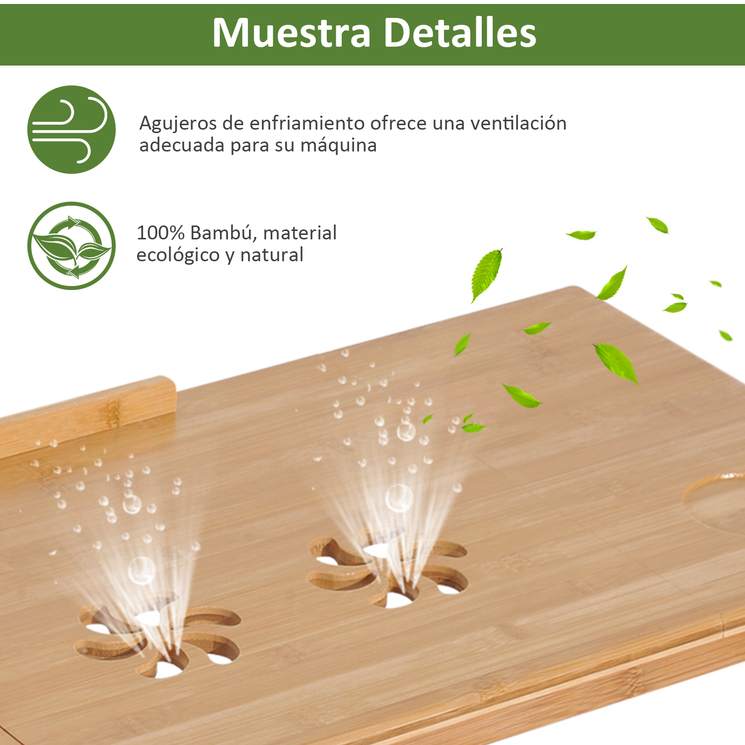 HOMCOM Laptop-Tisch aus Bambus, klappbares Betttablett, verstellbar, verstellbar