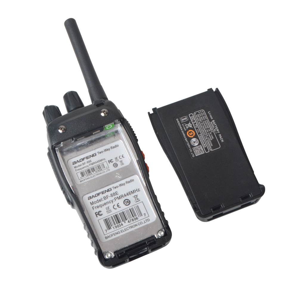 2 sztuk Baofeng Walkie Talkie BF-88E PMR 0.5W 16CH UHF 446.00625-446.19375MHz 12.5KHz separacja kanałów z ładowarką USB zestaw słuchawkowy
