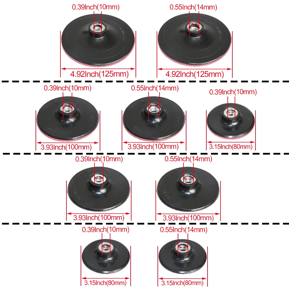 Yutnqin 1pc Sanding Disc Backing Pad 3/4/5" 100/125mm Sandpaper Self-adhesive Hook-Loop Backed Plate Abrasive disks for sanders