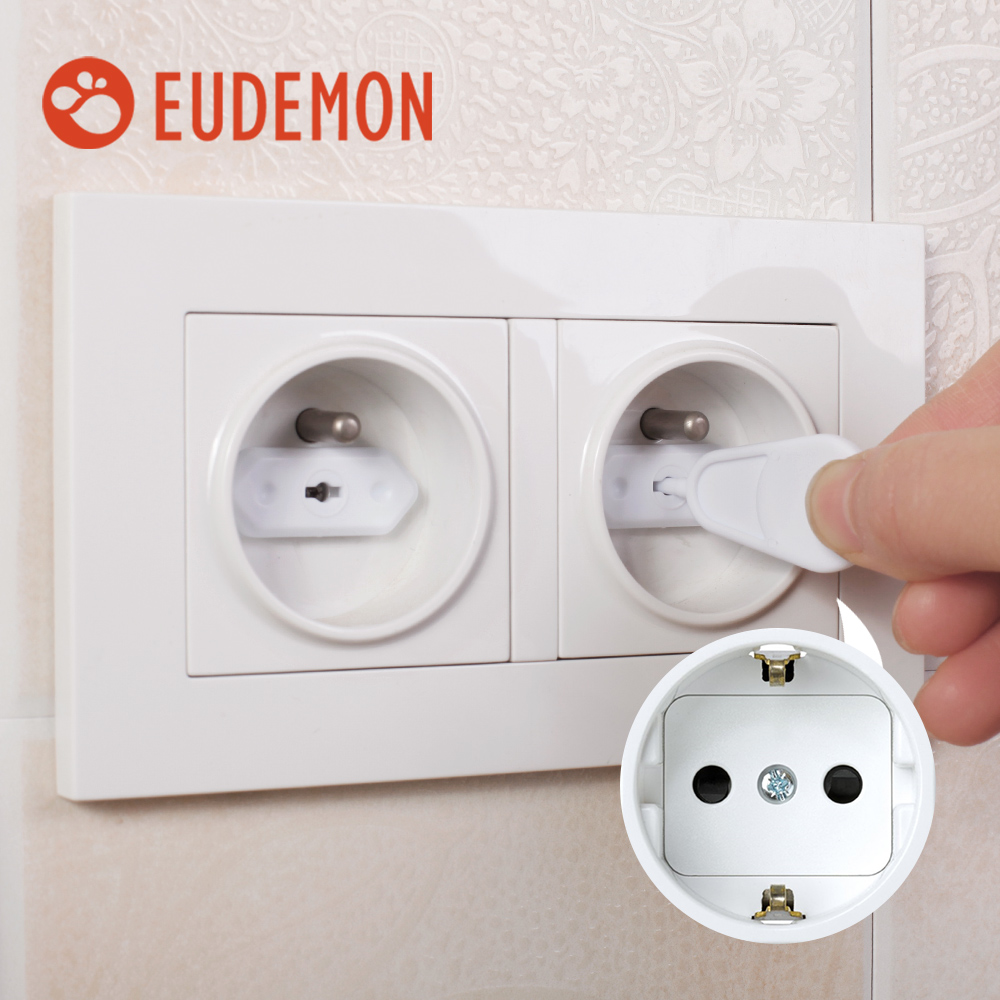 EUDEMON 20 個チリ/ブラジル電源ソケットコンセントプラグ保護 ABS カバー抗電気ベビー安全プロテクターダブルセキュリティ