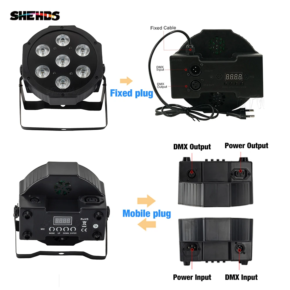 2/4Pcs 7X12W RGBW / 7x18W RGBWA + UV LED FLAT PAR Light ปลั๊กมือถือ ULTRA-Quiet พัดลมครอบครัววันเกิด PARTY โรงงานแต่งงาน