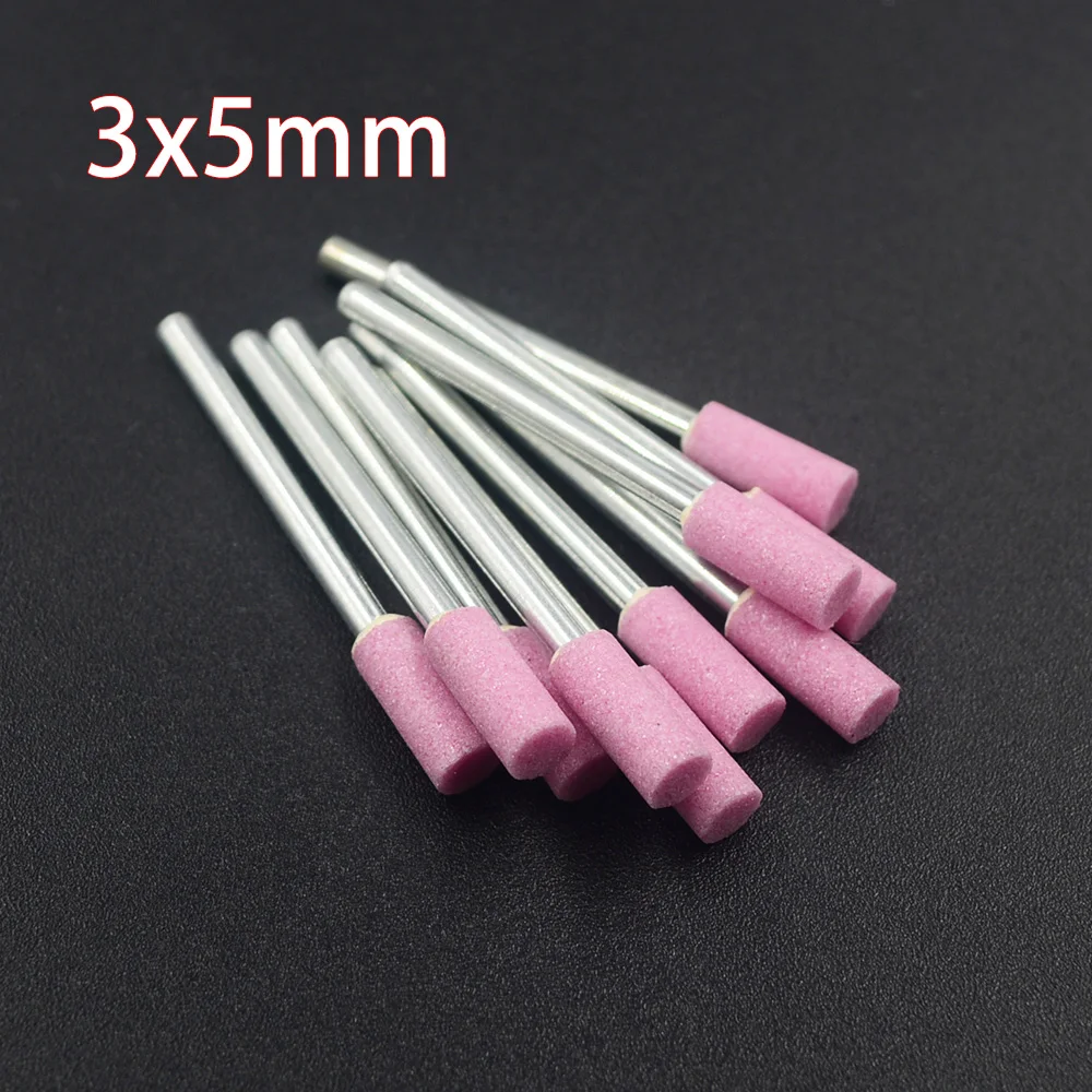 10 ชิ้น 3 มิลลิเมตรเพลาติดตั้งหัวเจียรเซรามิกขัดล้อขัด Dremel โรตารีเครื่องมือกระบอกสีชมพู