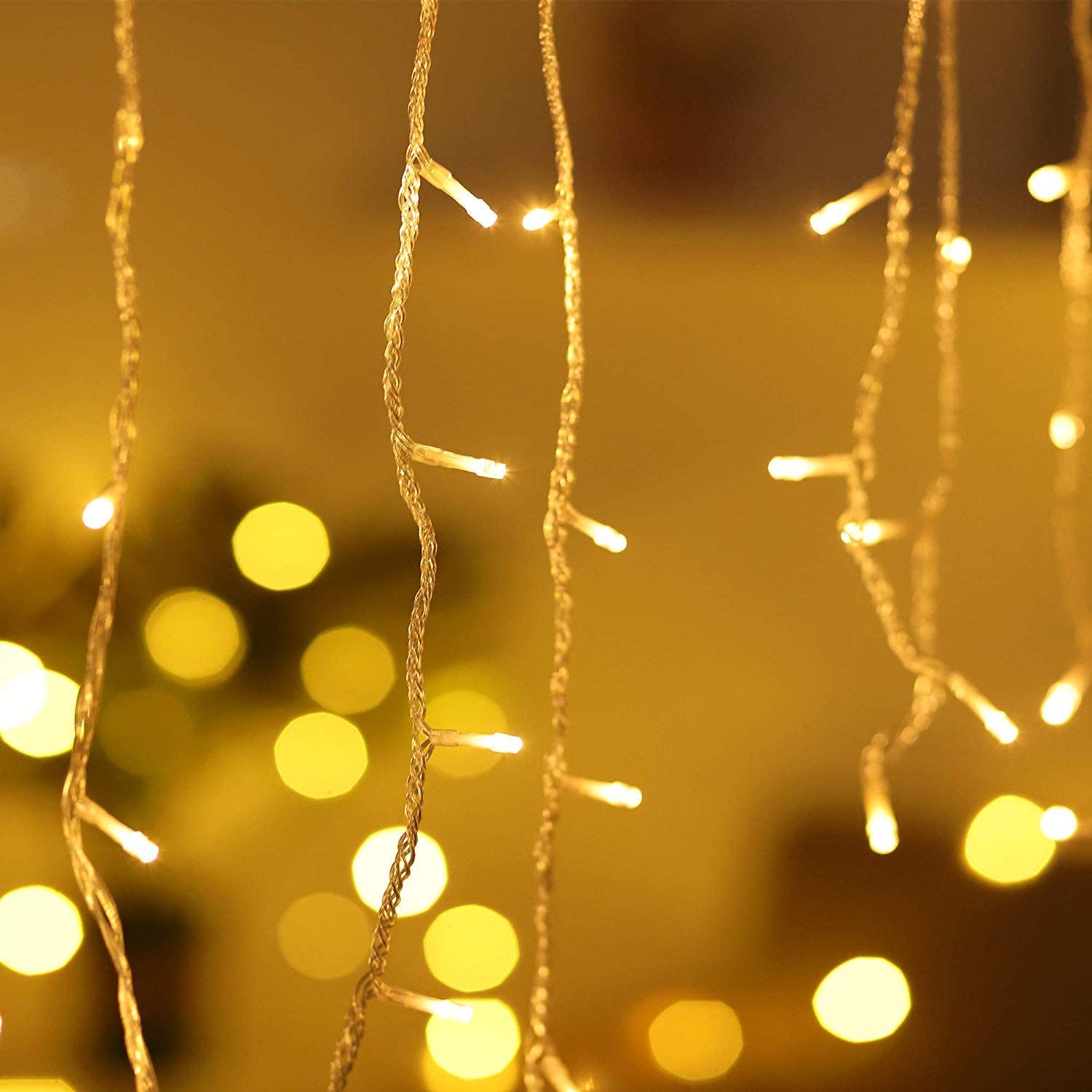 Uliczna girlanda w domu Ozdoby świąteczne Ozdoby LED Festoon Icicle Curtain Light Droop 0.5 / 0.6 / 0.7M EU Plug Nowy Rok 2024 Na Boże Narodzenie / Ślub / Dom / Pokój / Wystrój na zewnątrz Lampki świąteczne Garland