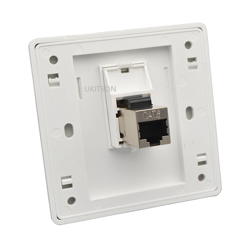 Panel de pared de red CAT6 RJ45 con escudo de 1 puerto, extensor de Internet CAT.6 hembra blindado, placa frontal, salida LAN