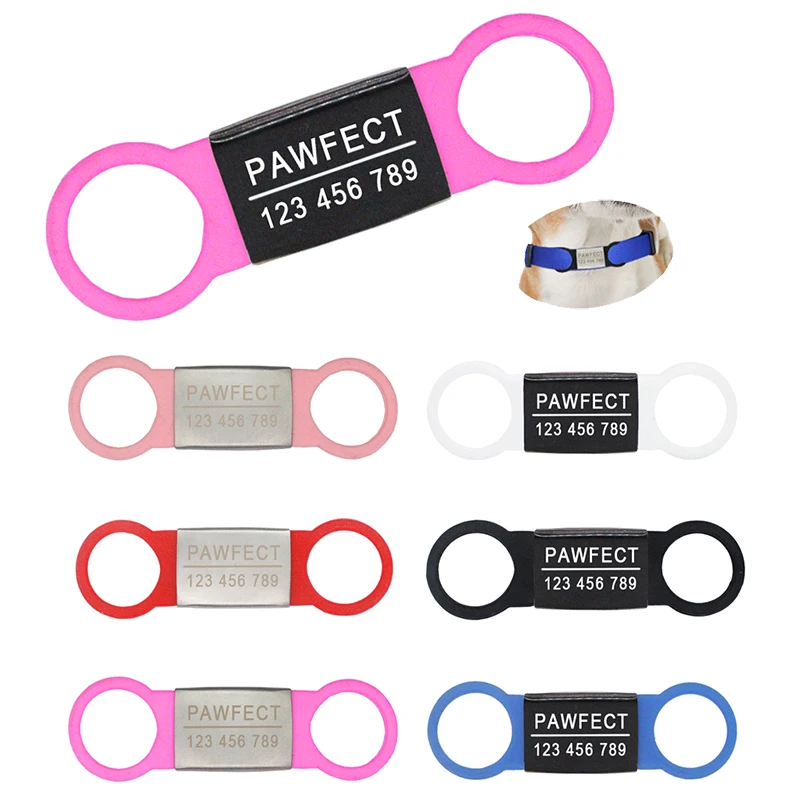 Etiquetas de identificación para mascotas, placa personalizada de acero inoxidable para perros pequeños, medianos y grandes, accesorio para collar, grabado gratis