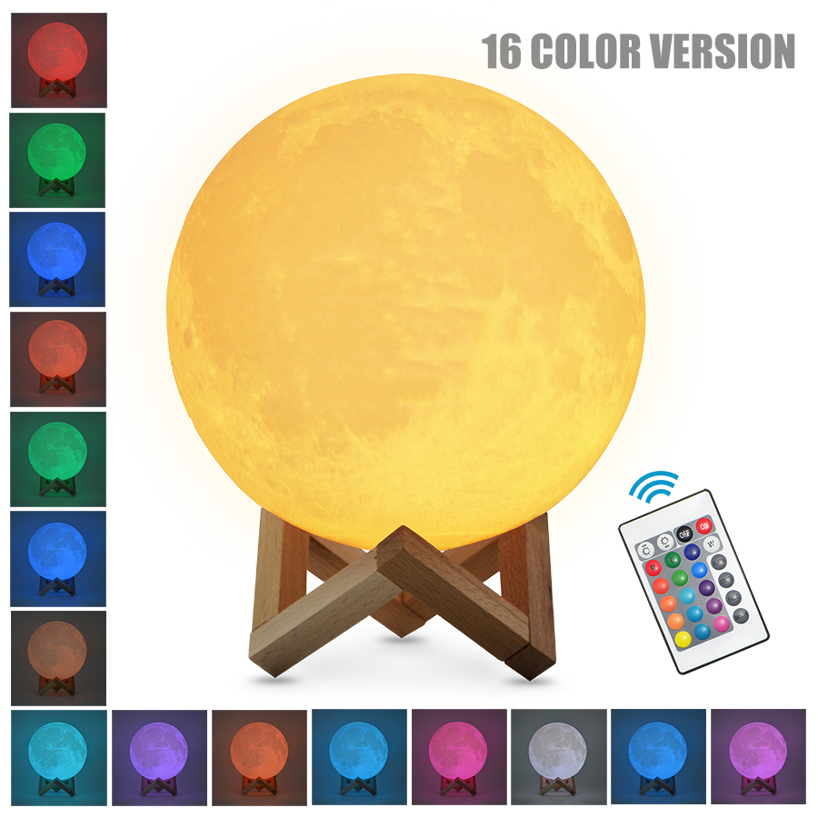Dropship 3D พิมพ์ชาร์จโคมไฟดวงจันทร์ LED Night Light Creative Touch Switch Moon Light สําหรับตกแต่งห้องนอนของขวัญวันเกิด