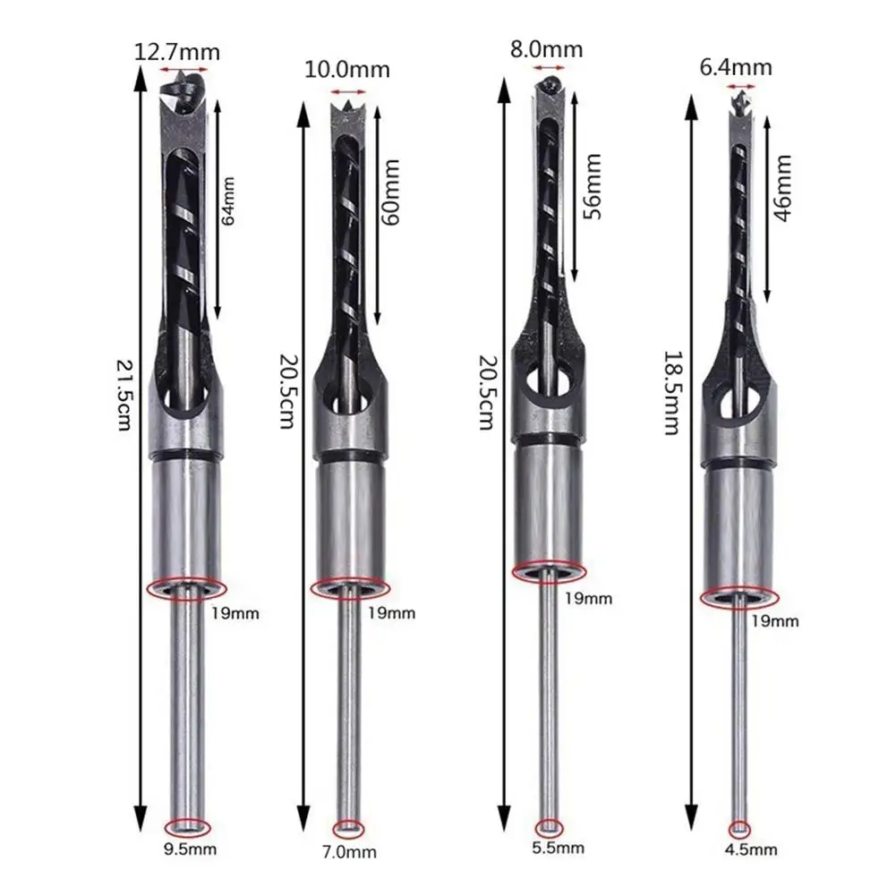 6/6.4/8/10/12.7Mm HSS Vuông Lỗ Mũi Mortising Dụng Cụ Dụng Cụ Làm Rau Cau