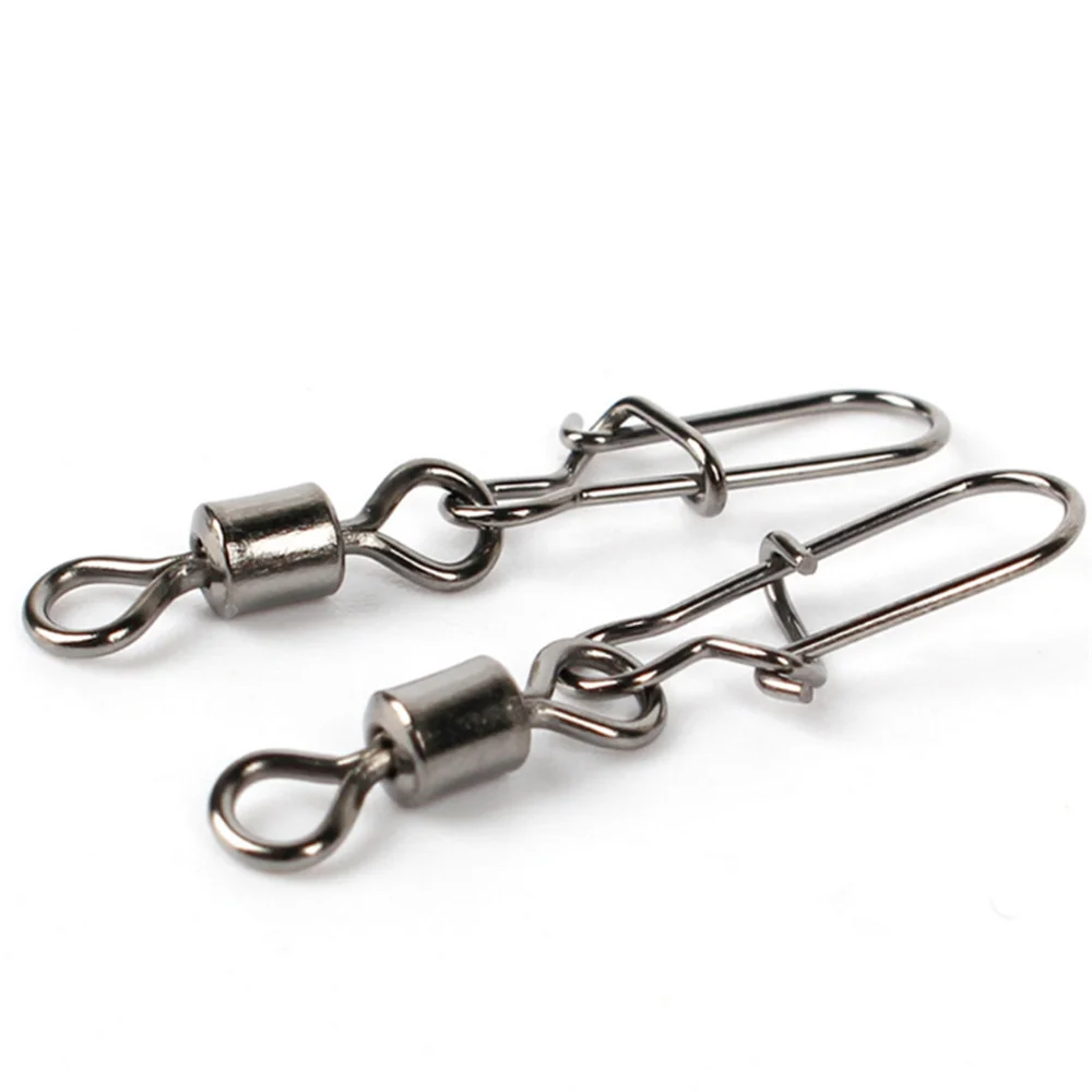 30 unids/lote conector de pesca giratorios Pin de enclavamiento Snap giratorio de acero inoxidable señuelo para anzuelo accesorios de pesca