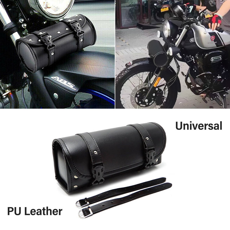 Motorfiets Zadeltassen PU Lederen Voorvork Staart Gereedschapstas Bagage Voor Harley Chopper Bobber Cruiser Sportster XL 883 1200 Tas