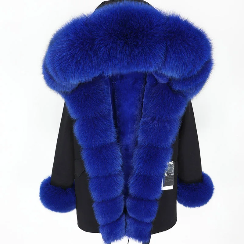 Lave lache Winter Frauen lange Jacke Natur fuchs Pelz kragen Kapuzen mantel dicke warme Parkas Mode Oberbekleidung