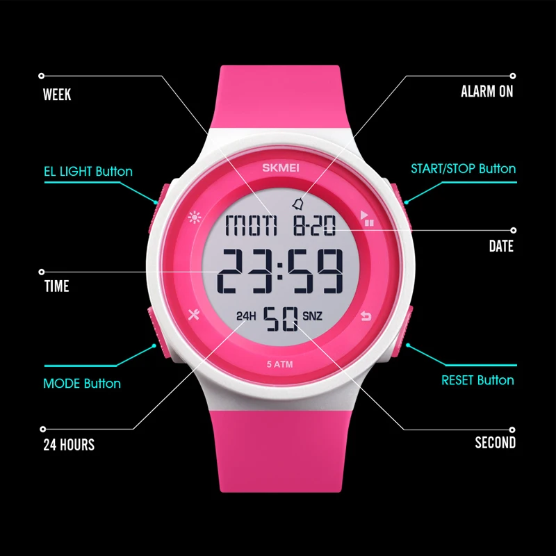 Skmei spors crianças relógio de contagem regressiva cronógrafo à prova dwaterproof água relógio de pulso para menino menina moda led luz relógio original