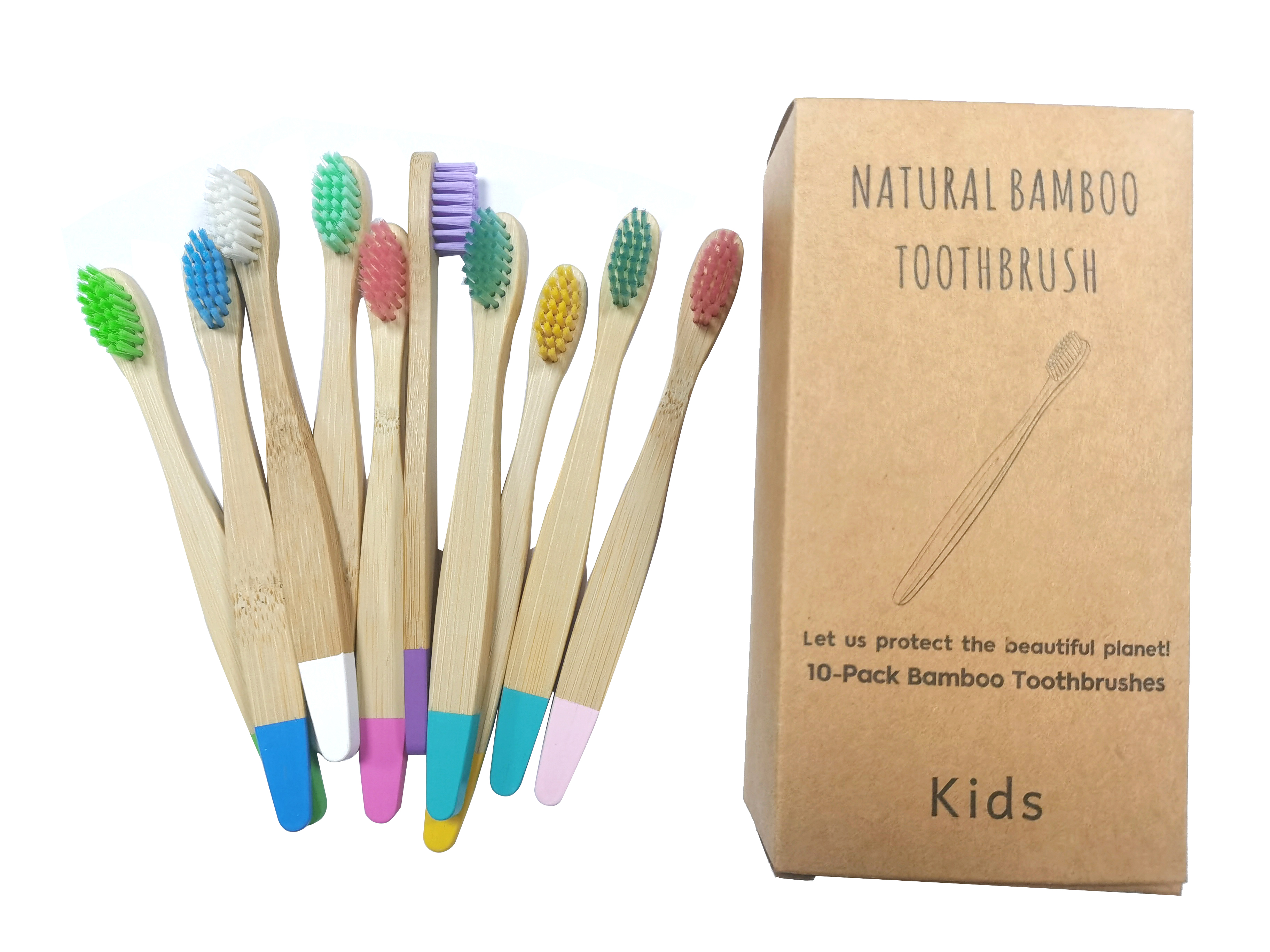 Nuovo spazzolino da denti in bambù organico per bambini dieci colori Setole in fibra morbida Manico biodegradabile Spazzolini da denti per bambini ecologici