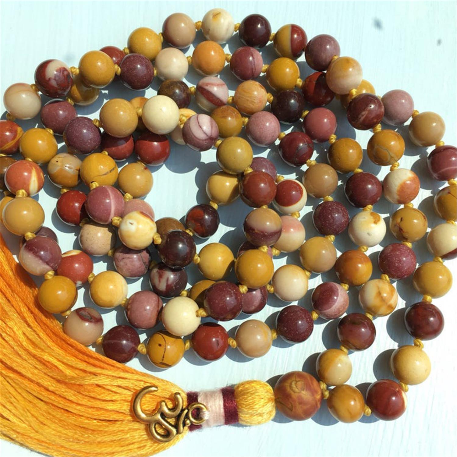 8mm batu permata bunga 108 manik-manik Mala kalung rumbai meditasi Japa Buddha Buddha Yoga Tibet Mala pria