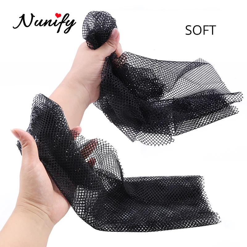 Nunify-gorro tejido negro elástico, redecilla para el pelo, peluca, redecilla, red de encaje suizo, cierre Frontal para sótano, base tejida