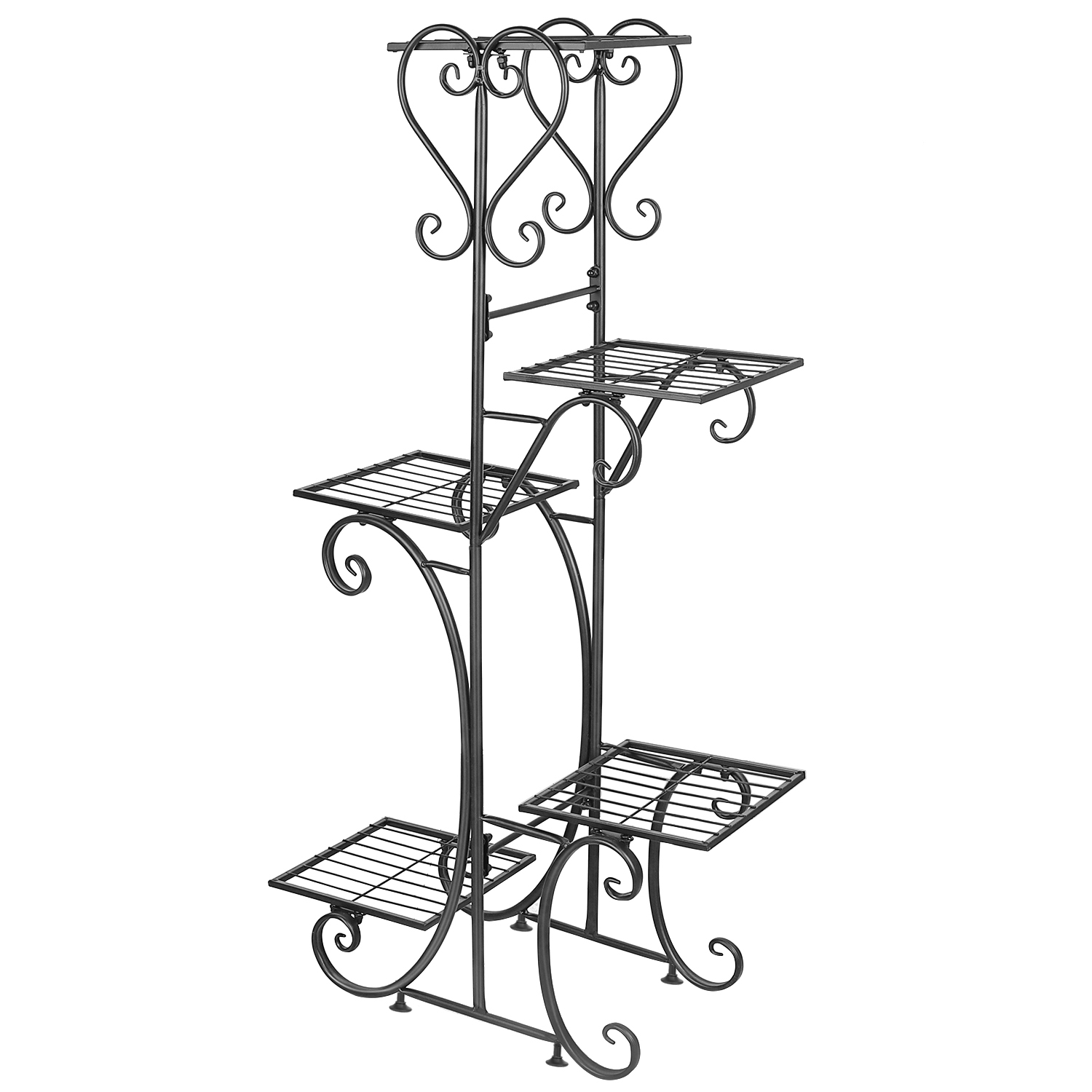 Interior Ferro plantador Prateleira Rack, Alto Stand Planta, Metal Vasos De Flores, Display Holder, Jardim ao ar livre, 5 camadas