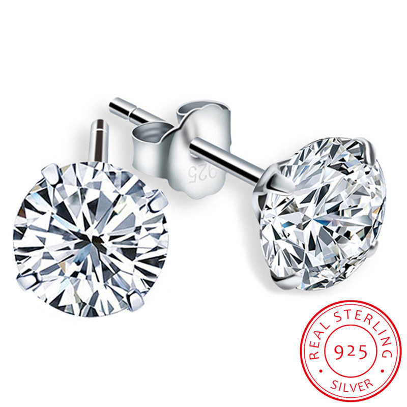 Nữ Cao Cấp 6/7/8Mm Vòng Phòng Bông Tai Kim Cương Thật 100% Bông Tai Nữ Bạc 925 Dành Cho Nữ vít Nhỏ Bông Tai