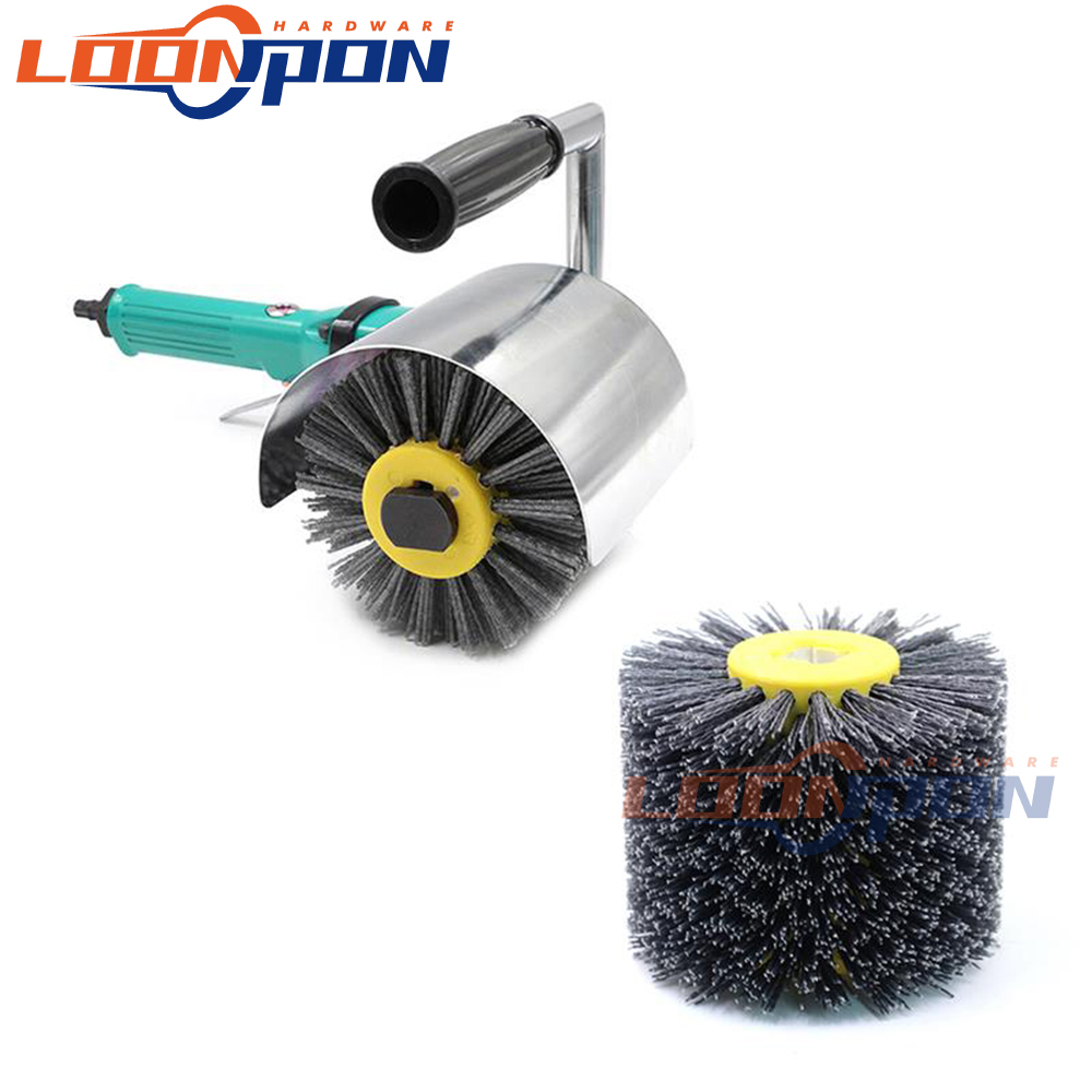 나일론 연마 와이어 드럼 연마 휠 1 개 목재 금속 가공 라운드 브러시 헤드, 그라인딩 버핑 120x100x20mm