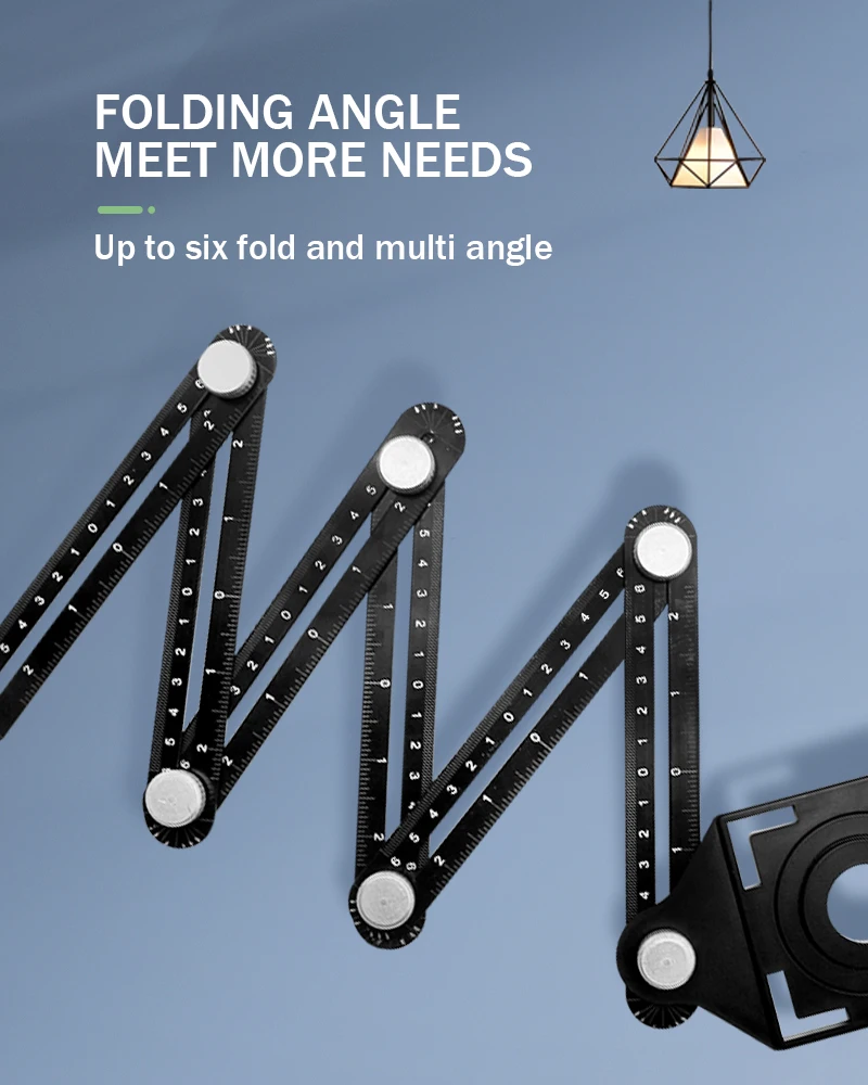 Construction Multi Angle Measuring Ruler Aluminum 6 Folding Positioning Ruler Professional DIY Wood Tile Flooring Tool Locator