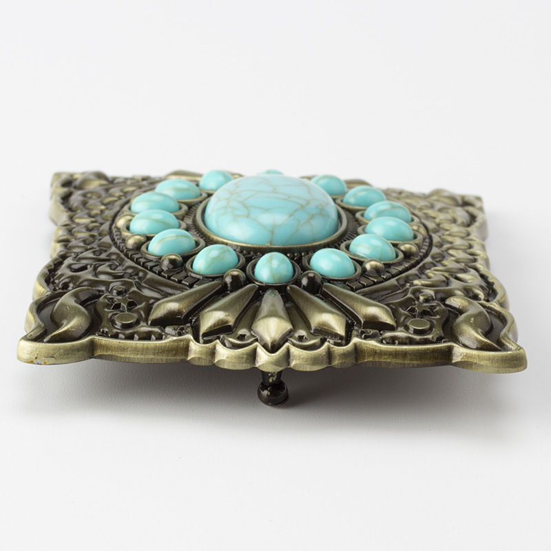 YonbaoDY Lưng Cung Điện Phong Cách Retro Khảm Đá Mã Não Xanh Ngọc Dây Đai Khóa Số Cho Nữ