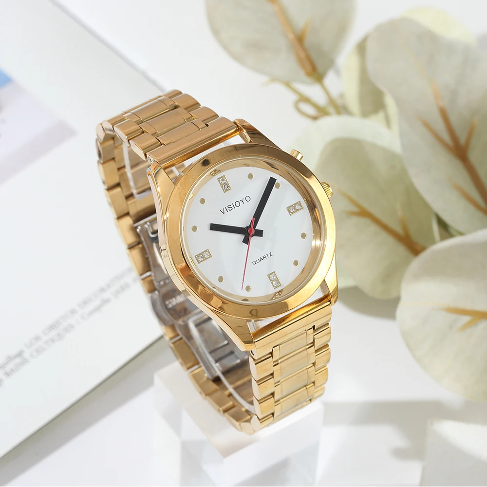 Französisch Sprechen Uhr mit Alarm Funktion, Reden Datum und zeit, Weißes Zifferblatt, Klapp Verschluss, goldene Fall TAG-404