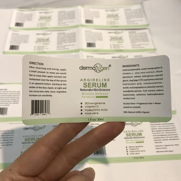 Stikcers de botellas de vinilo impermeables personalizados para el cuidado de la salud con etiquetas de embalaje autoselladas mate impresas con código de barras para tarros de plástico