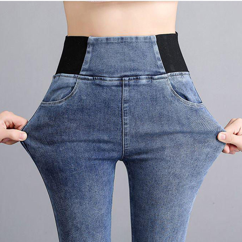 ハイウエストペンシルジーンズ女性クラシックスキニーカジュアルビッグサイズ 38 デニムパンツストリート Pantalones ストレッチ洗浄 Vaqueros ズボン