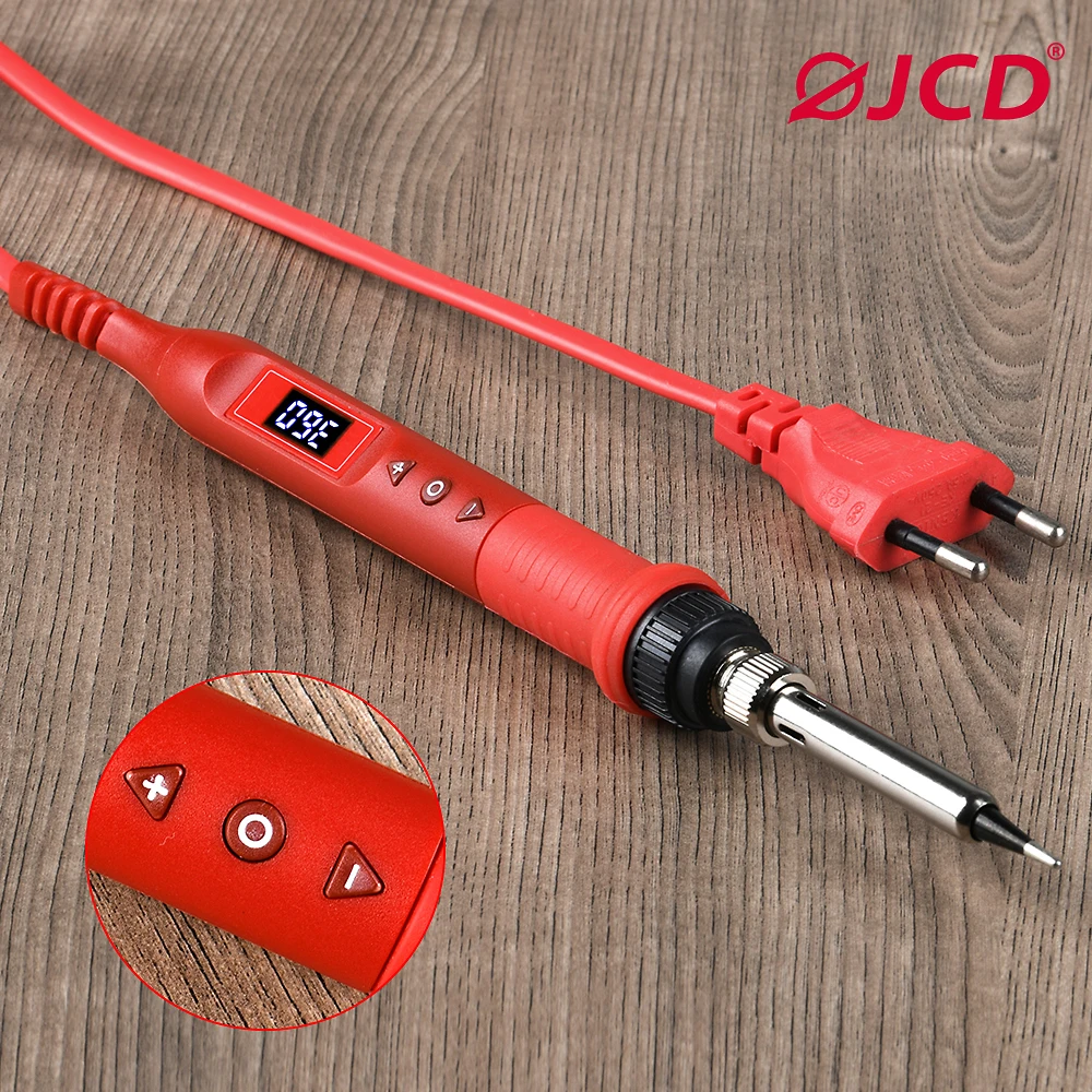 JCD 908U soldador eléctrico 80W 220V/110V con interruptor botón multifunción herramientas de soldadura de hierro de temperatura ajustable
