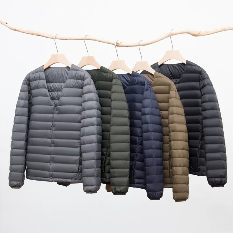 NewBang Matt Vải Siêu Nhẹ Xuống Áo Khoác Nam Cổ Chữ V Nam Xuống Áo Khoác Mỏng Chống Gió Di Động Áo Khoác Nhẹ Ấm Lót
