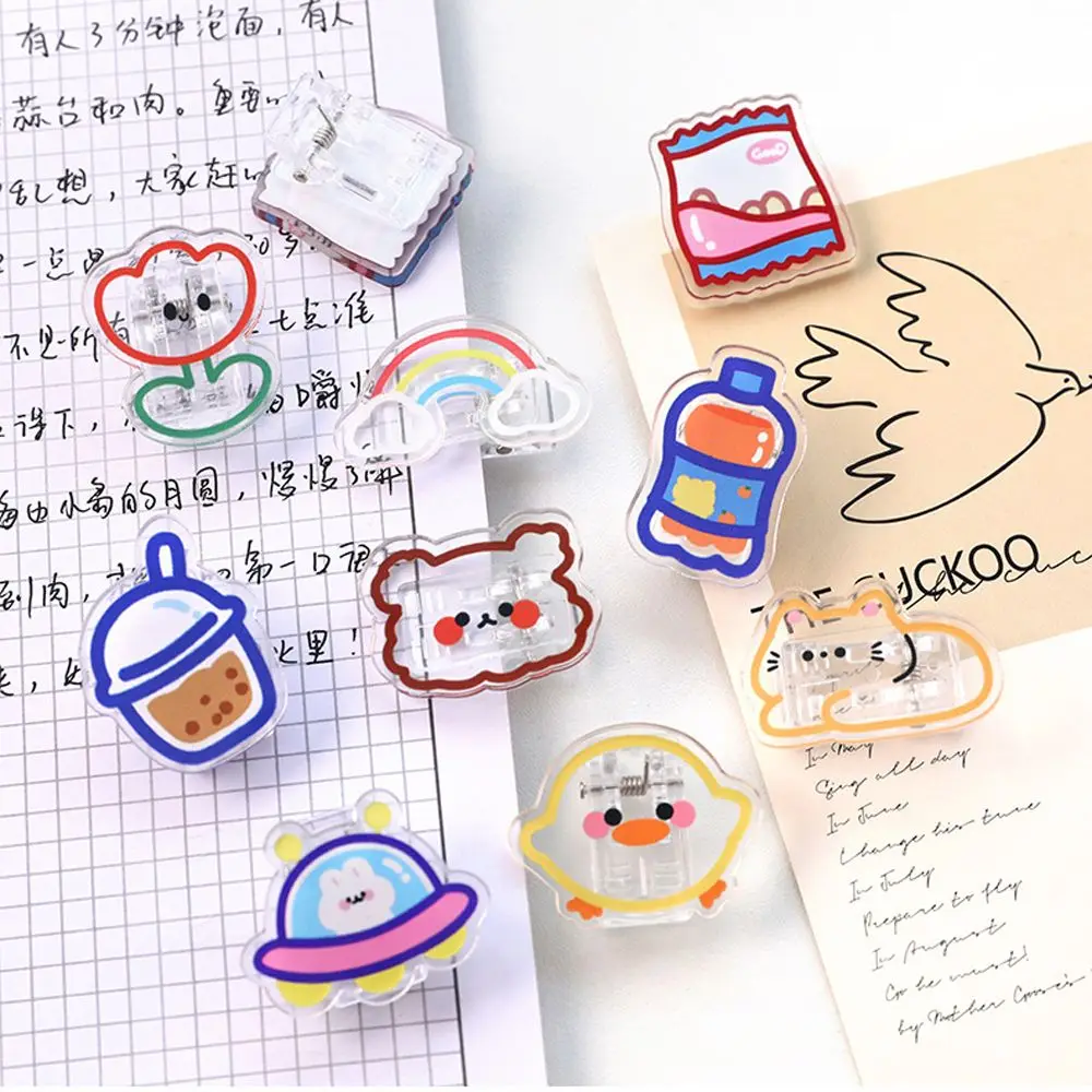 여아용 만화 아크릴 클립, 작은 클립 장식, 사진 학생 문구 종이 폴더 클립, 간식 밀봉 클립, 1pc