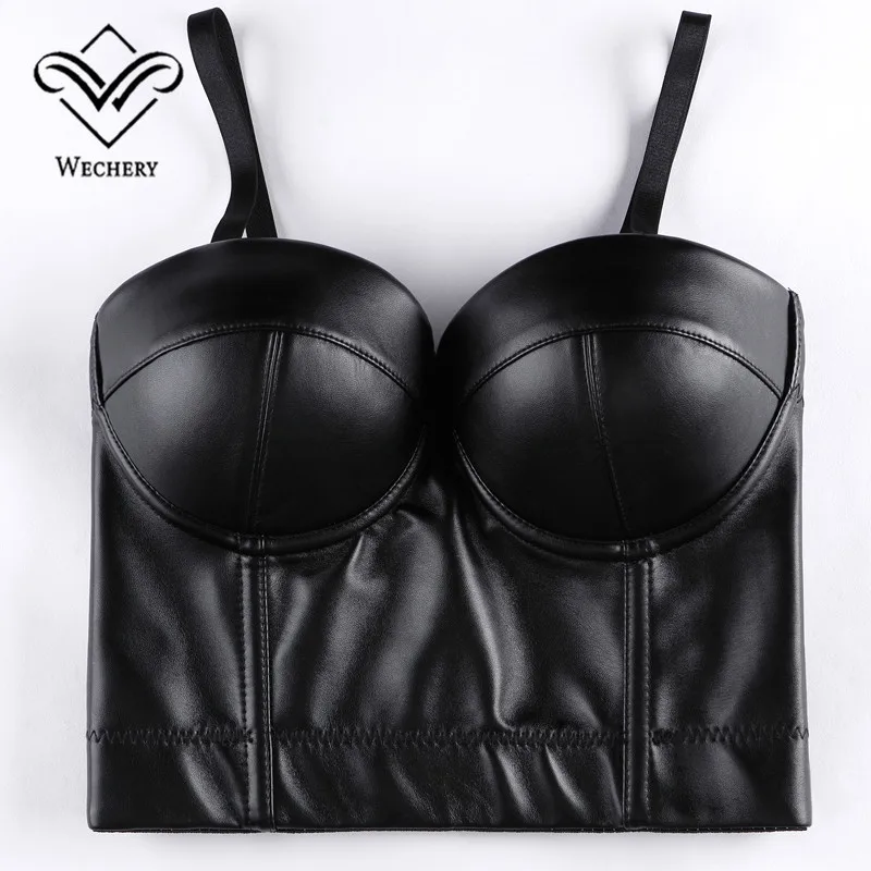 Wechery ผู้หญิงหนังรัดตัว Top Crop Bustier Gothic Bra Push Up Bodice ชุดชั้นในเซ็กซี่ Corselet Party สั้น Camis Plus ขนาด 6XL