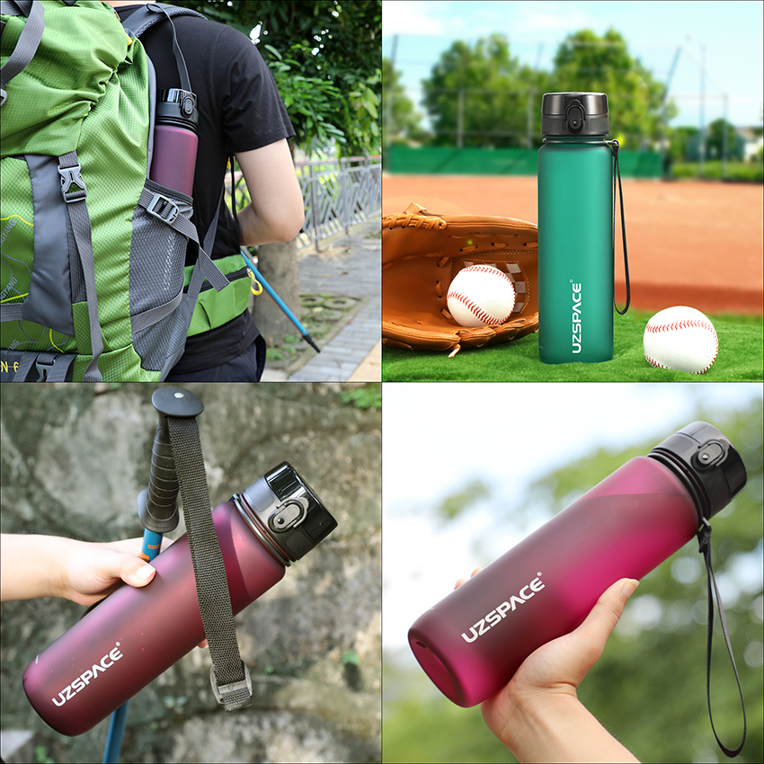 Botella de agua deportiva portátil a prueba de fugas, vaso agitador para viajes al aire libre, gimnasio, Fitness, jarras de plástico Tritan sin BPA, 500/800/1000ml