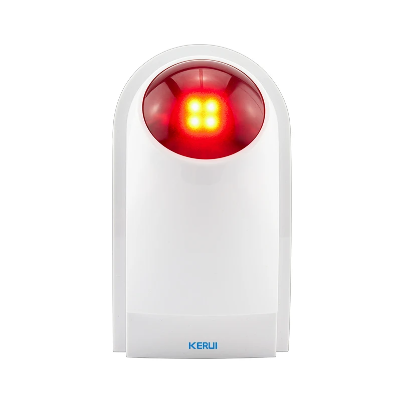 KERUI J008 110dB wewnętrzna zewnętrzna bezprzewodowa migająca syrena czujnik światła stroboskopowego dla domowego systemu alarmowego Garge