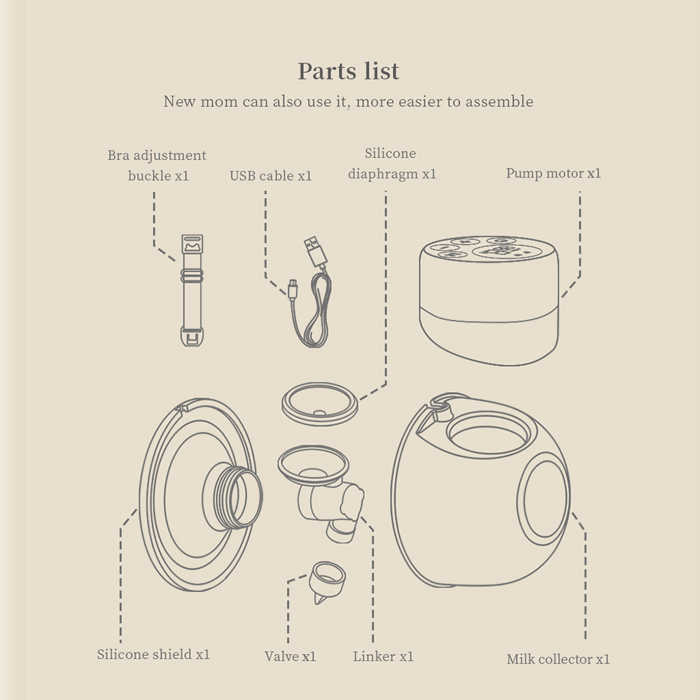 Extractor de leche eléctrico portátil, ordeñador automático silencioso, con pantalla LED, recargable por USB, manos libres, portátil, sin BPA
