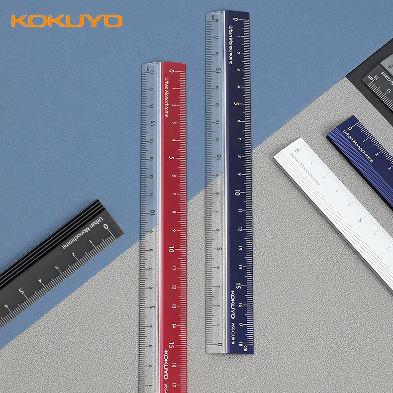 Japão kokuyo régua de alta precisão multifuncional 18cm régua de alumínio estilo retro estudante papelaria translúcido/régua dobrável