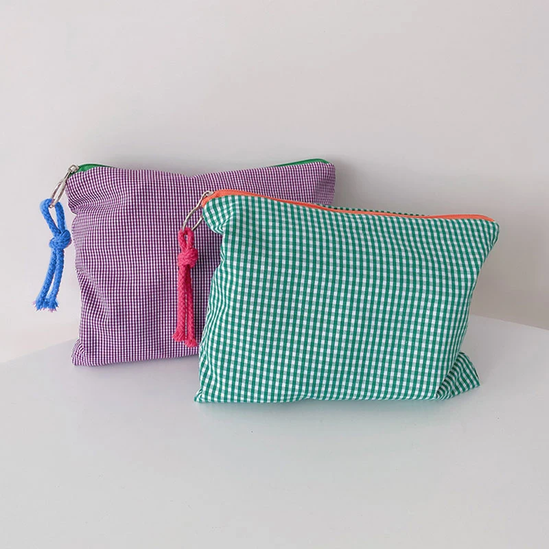 Áo Bé Gái Kẻ Sọc Trang Điểm Cotton Và Vải Lanh Đựng Mỹ Phẩm Túi Dây Kéo Túi Thời Trang Đơn Giản Di Động Công Suất Lớn Túi Bảo Quản