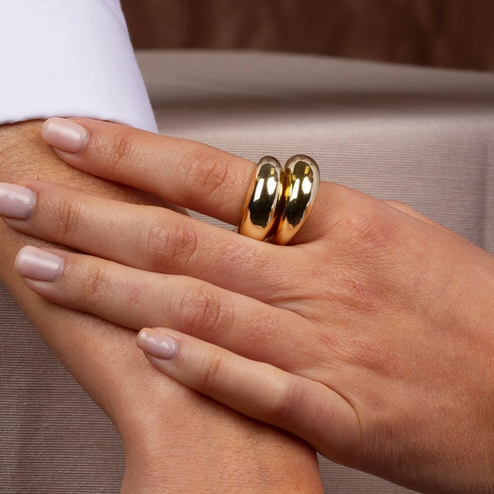 E-Manco Anillos simples de acero inoxidable a la moda para mujer, anillos de arco, joyería, anillo geométrico, tamaño 5 6 7 8