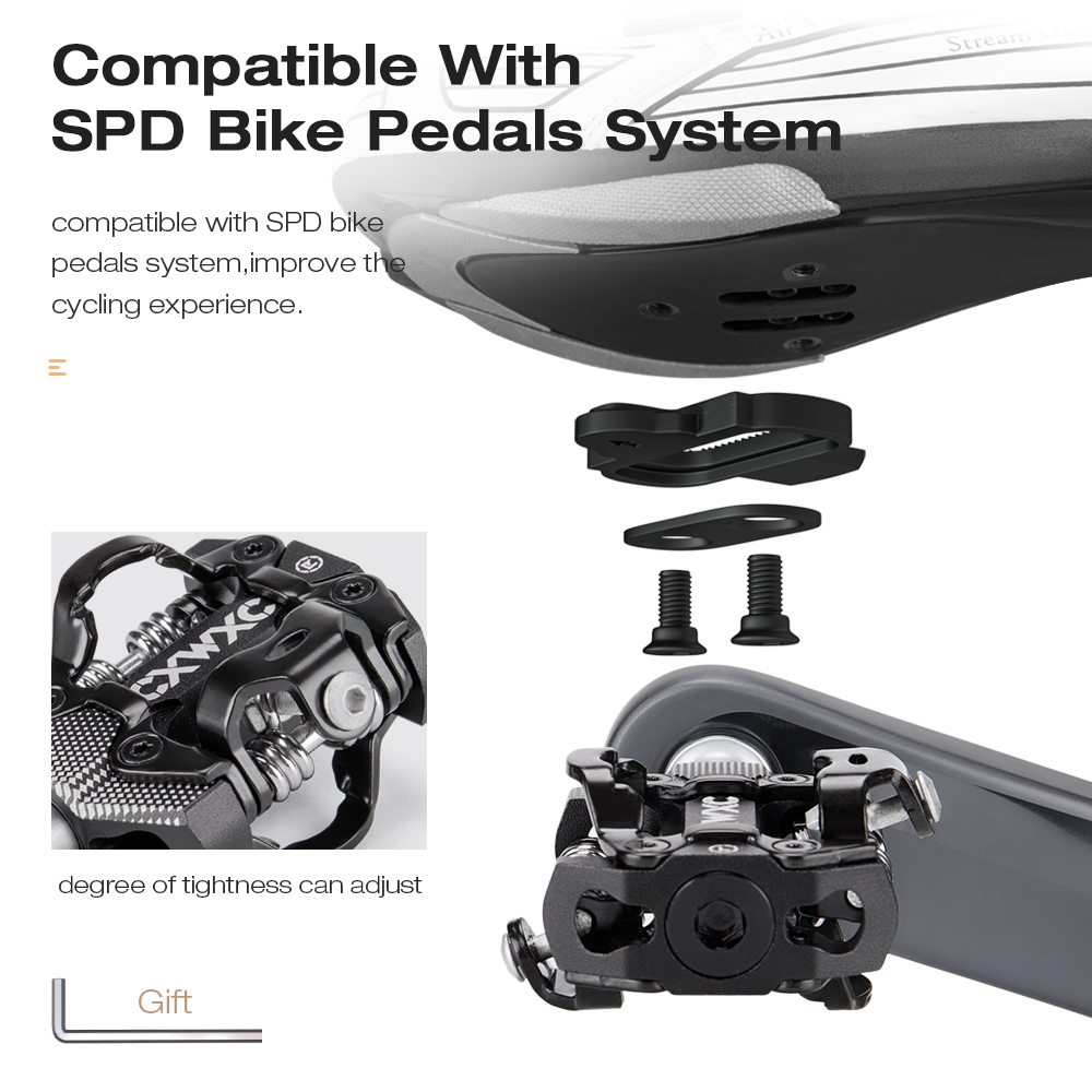 Pedal Sepeda Tanpa Jepit Sepeda Mengunci Sendiri untuk Sistem SPD MTB/Pedal Sepeda Aluminium Jalan Pedal Kunci Bantalan Tertutup CR-MO