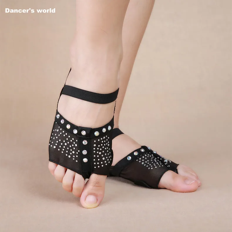 Femmes danse danse du ventre pied string chaussures de danse pied demi soleil diamant décoré taille 34 - 41 (us3.5 - 10.5) S, M, L, XL