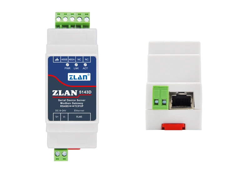 ZLAN 5143D Din Rail Serial RS485 para Ethernet TCP IP Server Conversor Ethernet com adaptador opcional