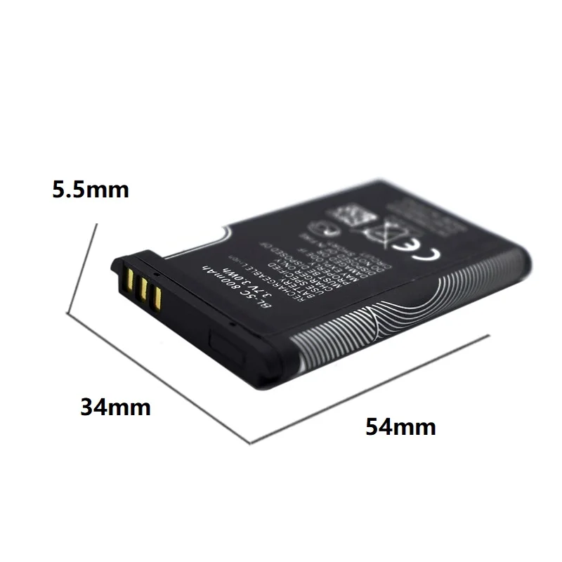 Аккумулятор 3,7 в, 1020 мА · ч, 1 шт., BL-5C, BL5C, BL 5C, для Nokia 2112, 2118, 2255, 2270, 2280, 2300, 2600, 2610, 3125, 3230
