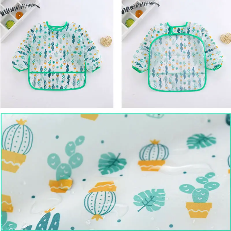 ผ้ากันเปื้อนเด็กใหม่น่ารักเด็กทารก Stuff เด็กวัยหัดเดินกันน้ําแขนยาว Art Smock Feeding Bib ผ้ากันเปื้อนสําหรับเด็ก 1-4 ปี