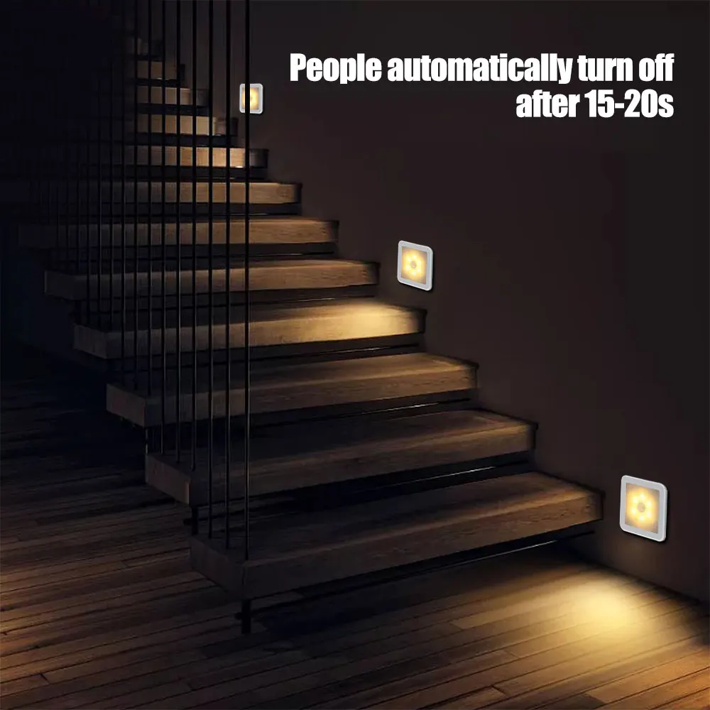 ใหม่Night Light Motion SensorโคมไฟกลางคืนLEDแบตเตอรี่ดำเนินการWCข้างเตียงโคมไฟสำหรับห้องโถงทางเดินห้องน้ำDA