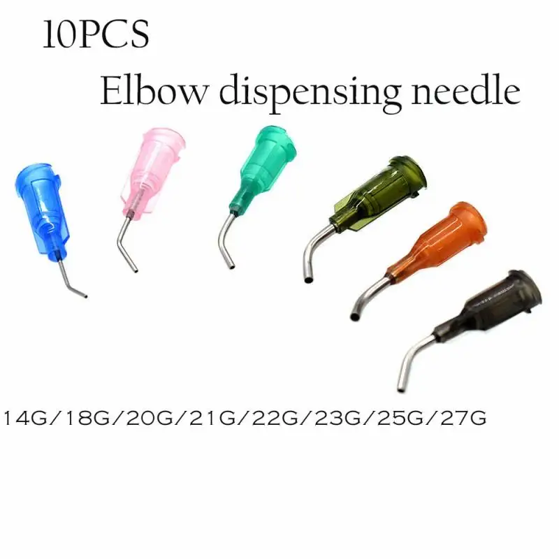 10 Chiếc 1 "Thép Không Gỉ 45 Độ Khuỷu Tay Pha Chế Kim Với Cùn Đầu, từ 14G Đến 27G