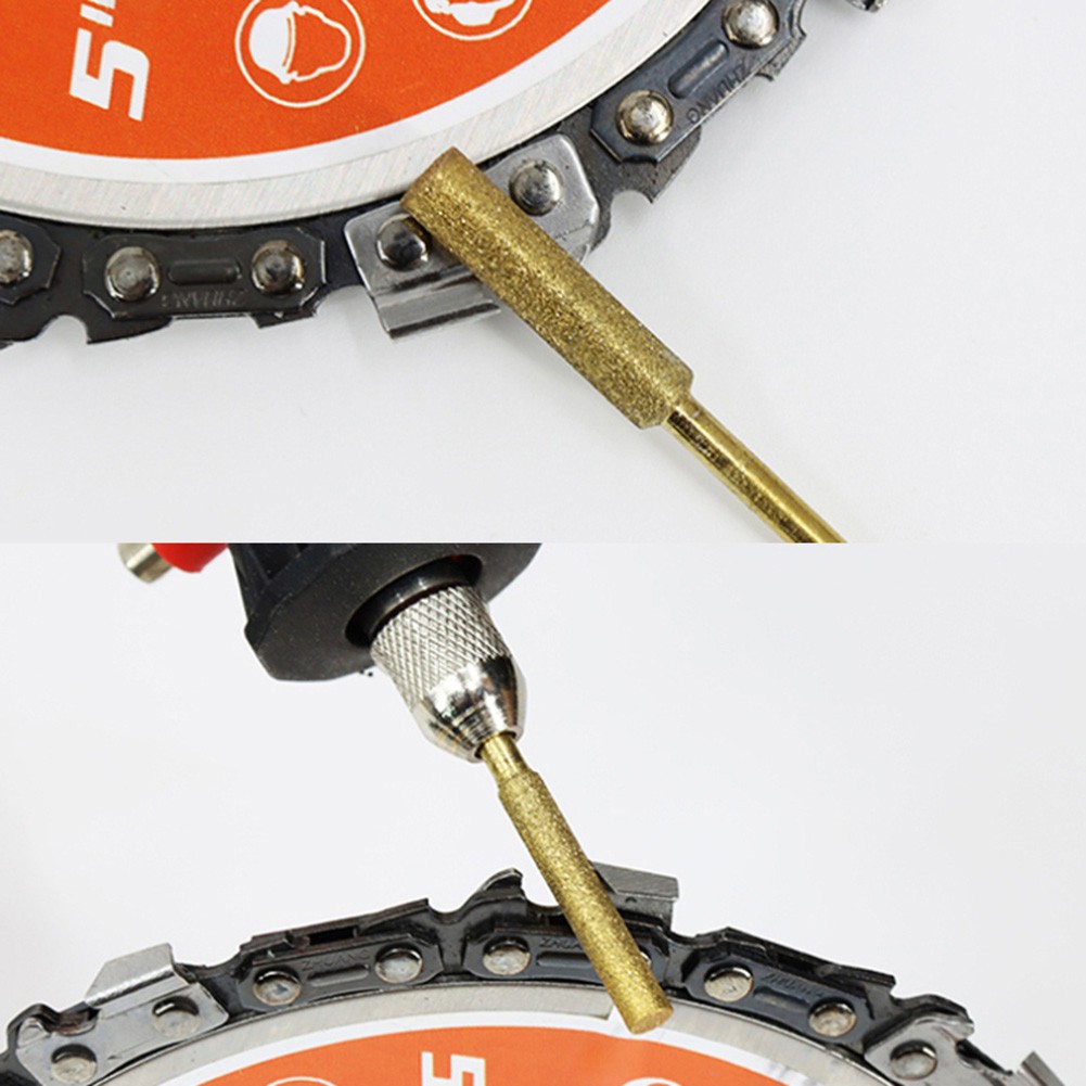 2Pc Diamond Chainsaw Sharpener Burr 4/4.8/5.5mm Grinder Chain Saw Cylindrical Burr Chain Saw Drill Sharpening Grinding Tools