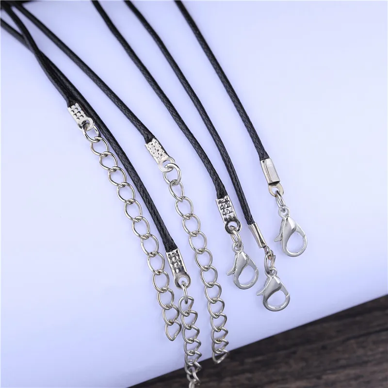 50 ชิ้นที่มีสีสันหนังเชือกเทียนสร้อยคอสร้อยคอจี้สําหรับ DIY Handmade Lobster Clasp String เครื่องประดับโซ่อุปกรณ์เสริม