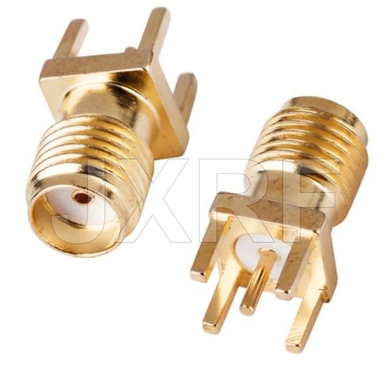 10 Chiếc SMA Nữ Jack Nam Cắm Hàn Edge PCB Thẳng Góc Núi RF Đầu Nối Đồng Cắm Ổ Cắm