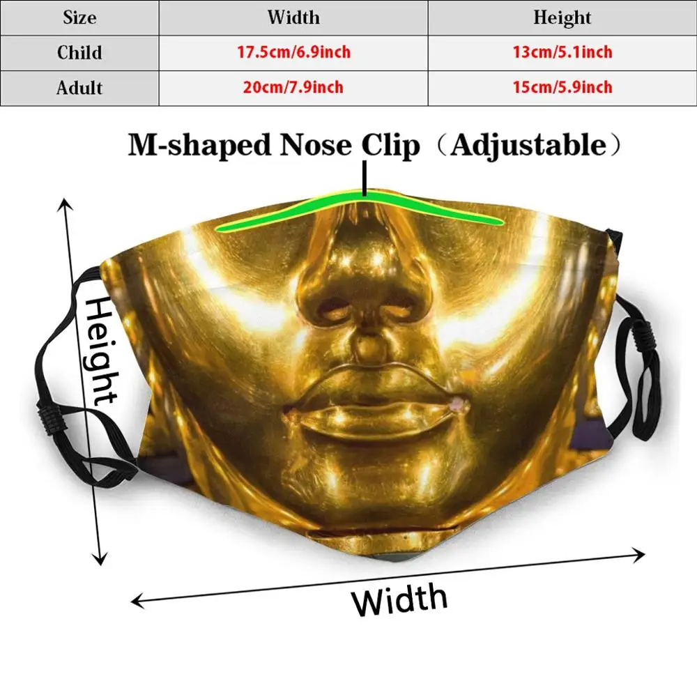Ai Cập Pharaon Tutankhamun Chân Dung Vàng Che Mặt Hình In Ngộ Nghĩnh Có Thể Tái Sử Dụng Pm2.5 Lọc Khẩu Trang Tutankhamun Tutankhamen Pharaon